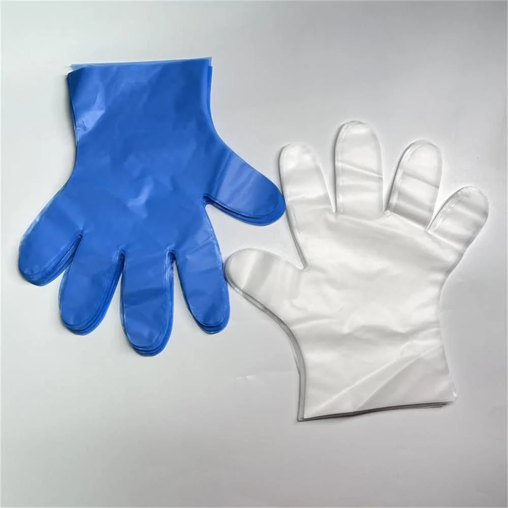 Ready Stock Bulk Disposable TPE Transparent Blue Color Gloves Diposable