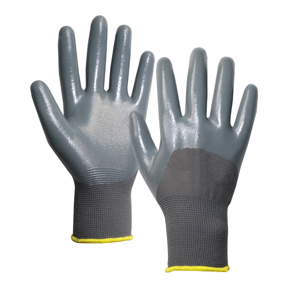 Finger Strengthen Nitrile Dipped Gloves, Half Nitrile Coated Glove, Reinforced Fingers Working Gloves