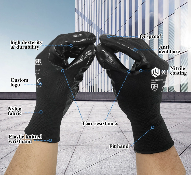 Meji Can Provide Free Samples of Black Nitrile Gloves with Good Quality Comfortable Wear and High Cost Performance
