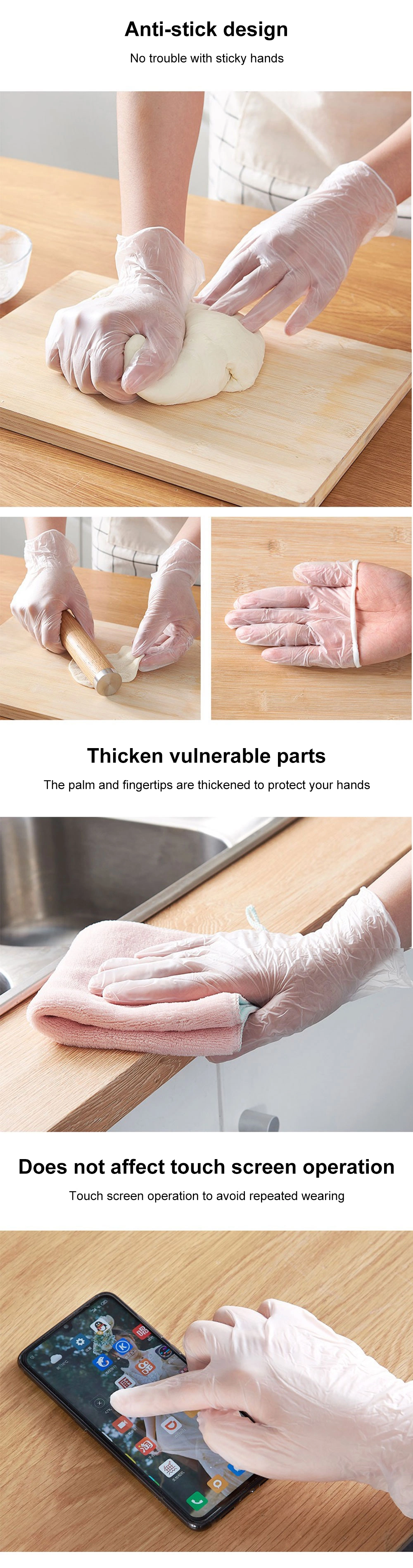 Quality Folded Food Hand Disposable PE Gloves Making Biodegradable Plastic PE Gloves Disposable