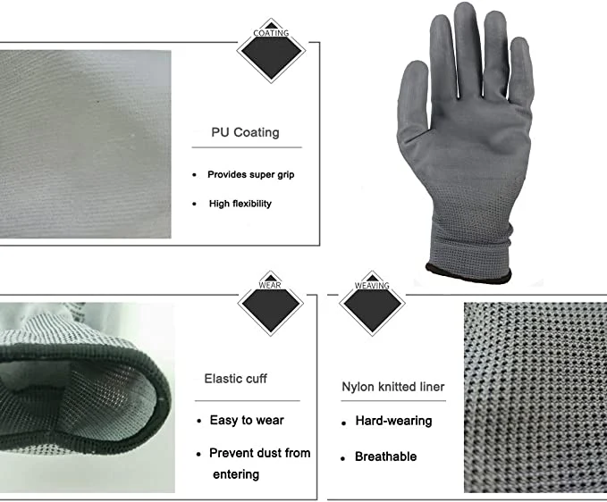 Seamless Knit Hand Protection Gloves with PU Coated