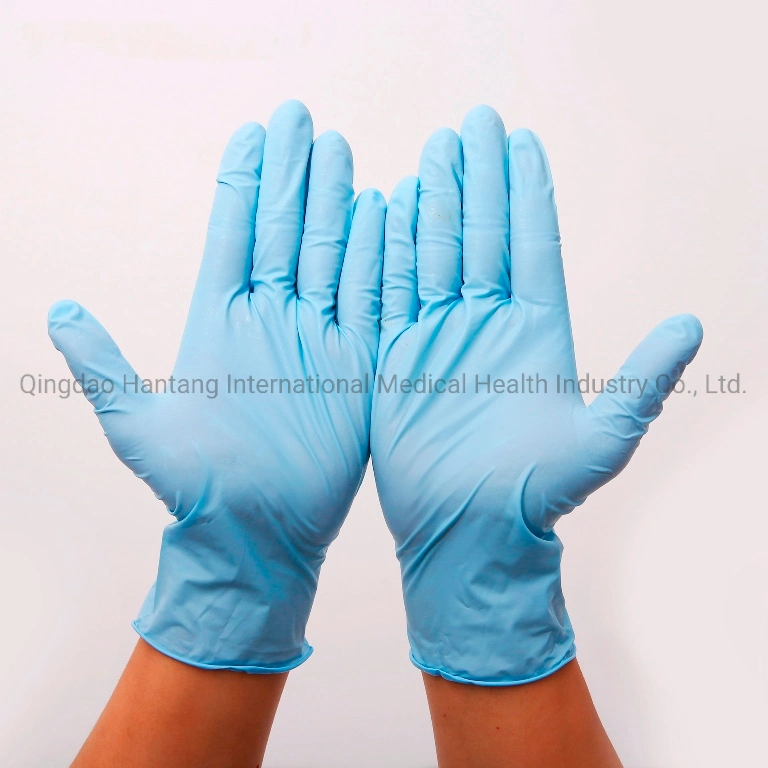 Factory Blue Nitrile Gloves Disposable Examination Gloves