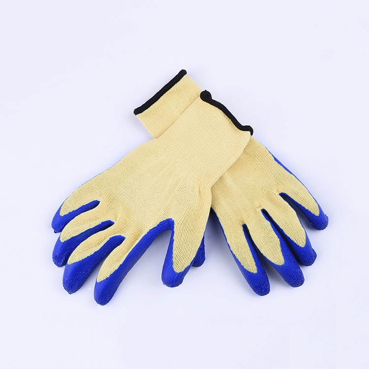 Widely Used Durable Green Latex Coated Working Gloves Crinkle Latex Palm Coated