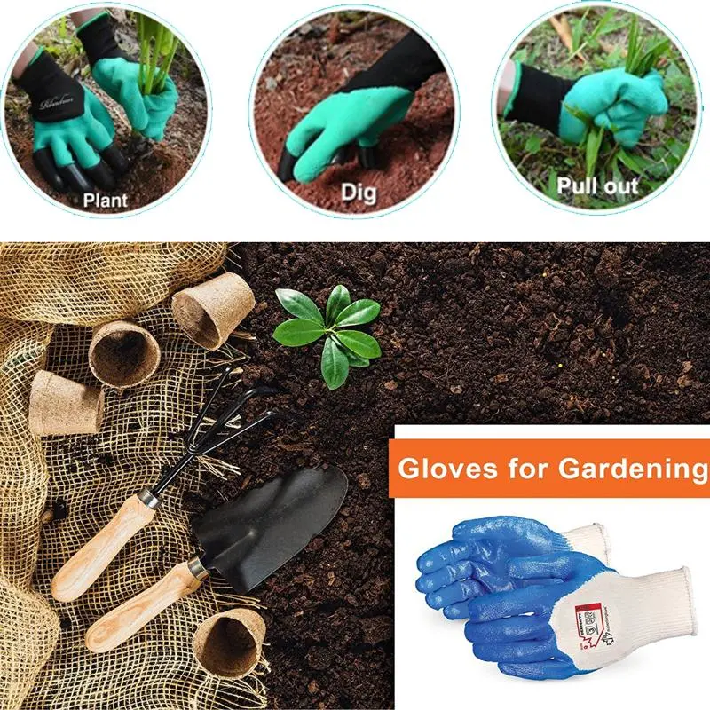 Soft Nitrile Coated Gardening Landscaping Work Gloves with Fingertips Anti-Puncture Resistant