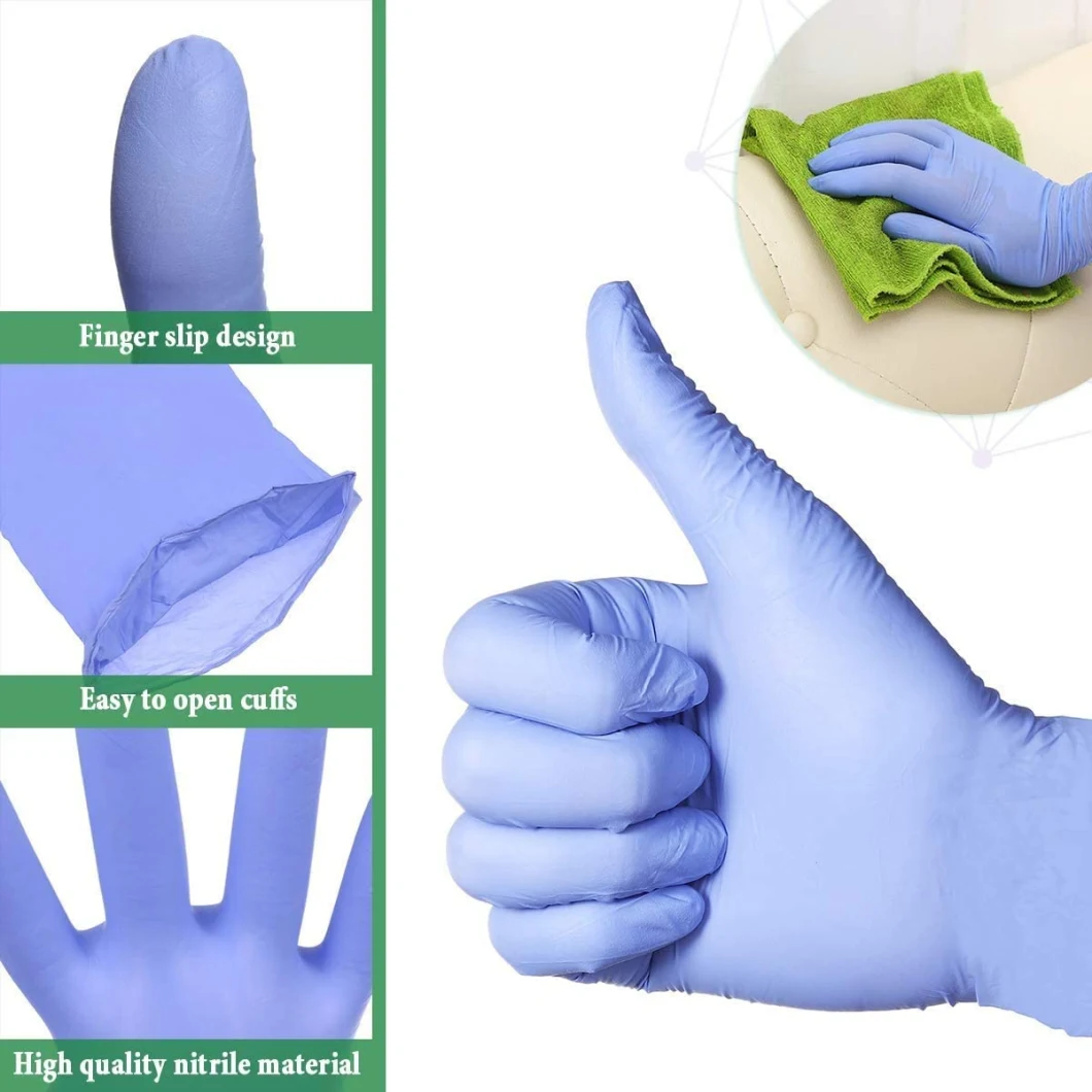 Nitrile Gloves One Time Inspection Gloves Blue Latex Free Powder