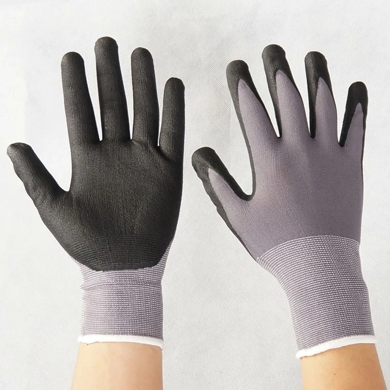 Coated Gloves Foam Nitrile Coated Gloves 15g Seamless Knitted Mechanic Black Nitrile