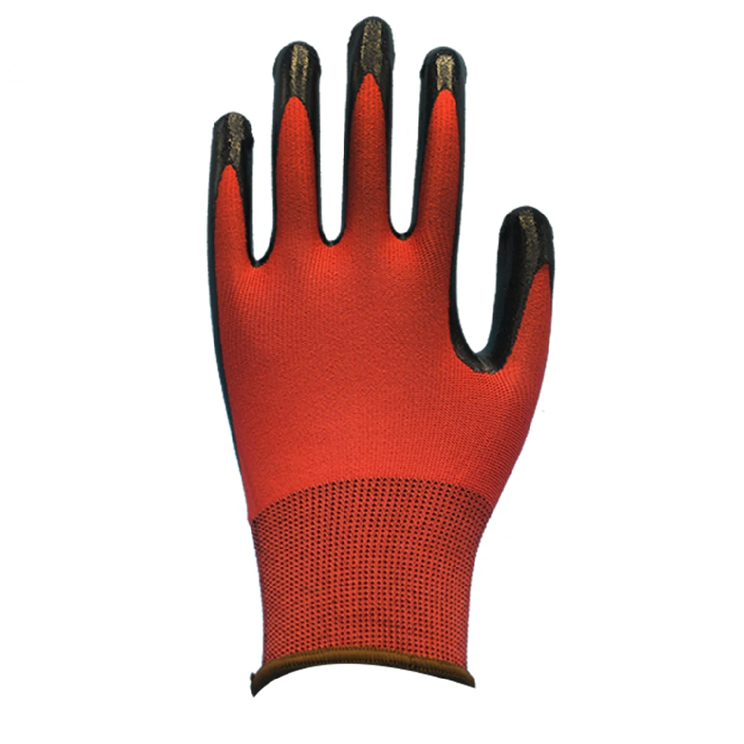 Black Polyester Nitrile Coated Gloves for Engineer