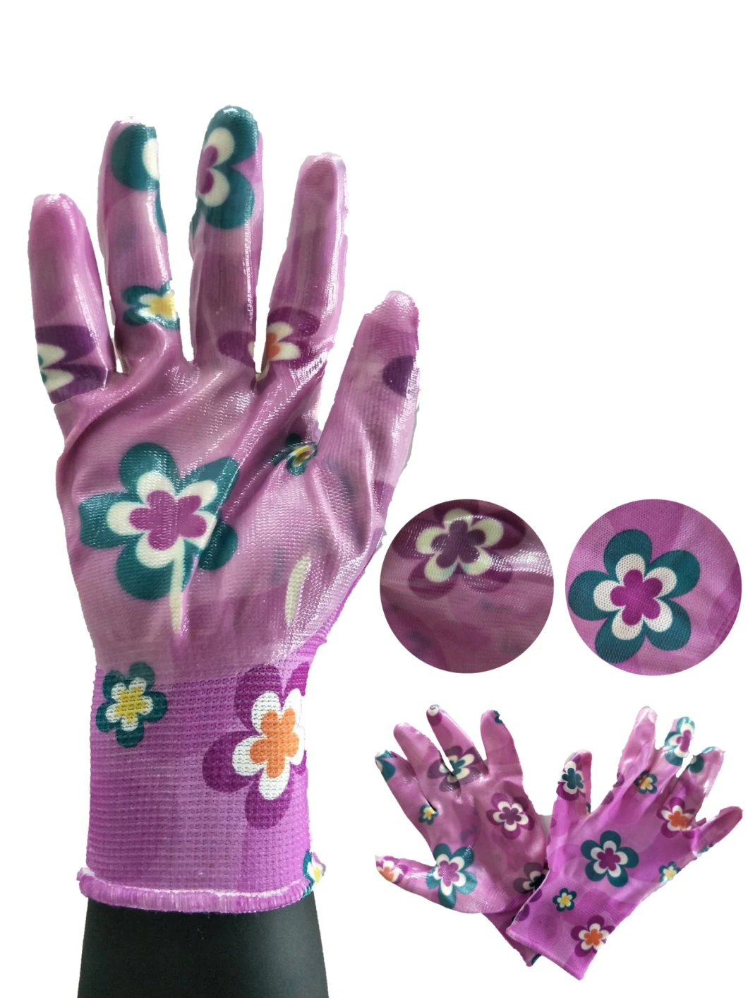 Color Printing Pattern Dipped Coated Gardener Worker Labor Protection Gloves