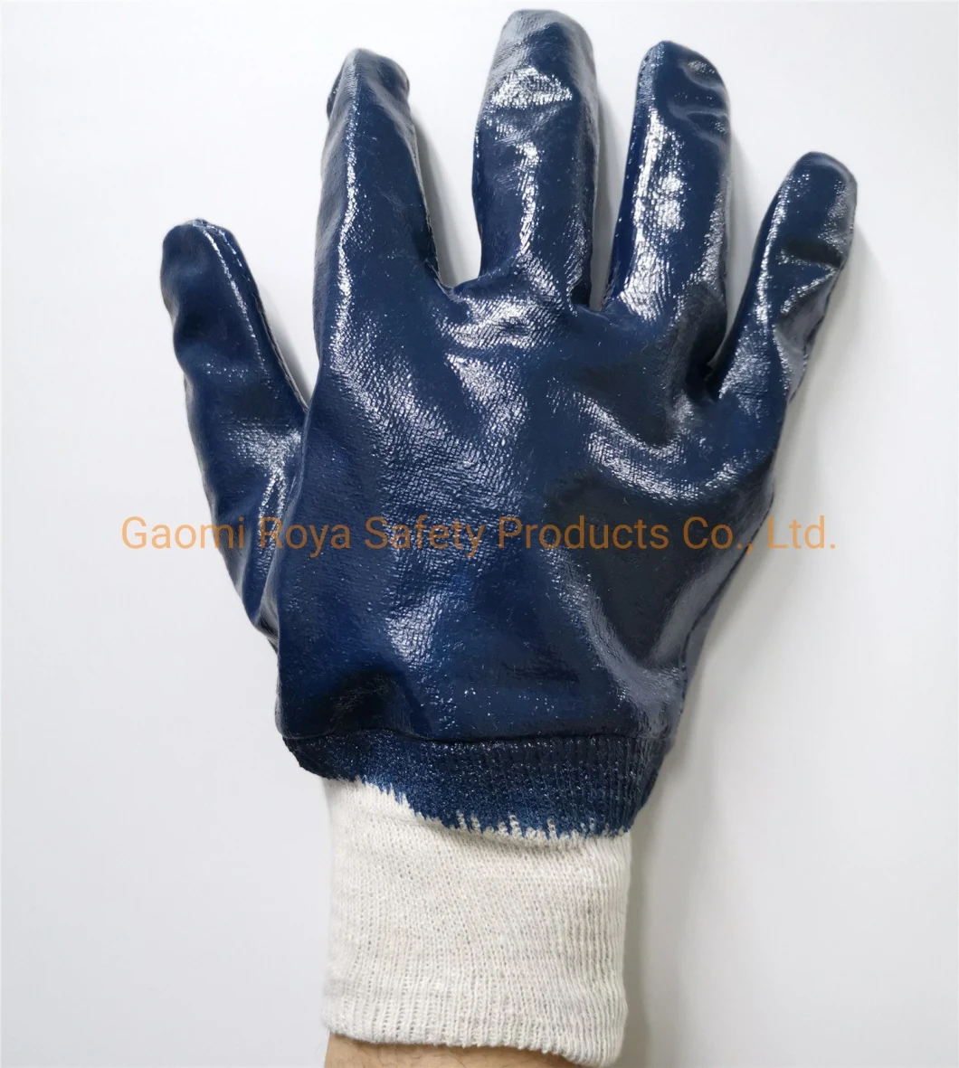 Cotton Shell Nitrile Safety Gloves Heavy Duty NBR Gloves Anti Oil Industrial Work Gloves