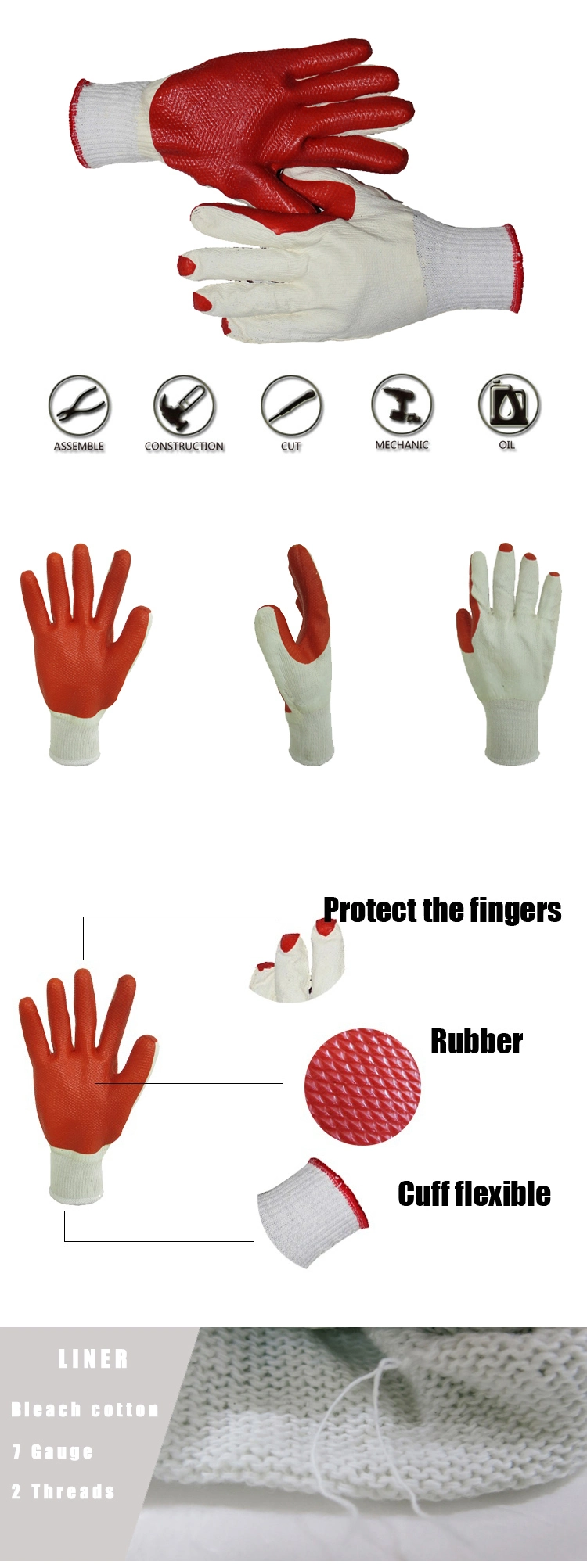 Red Industrial Rubber Gloves Heavy Duty Work Safety Gloves