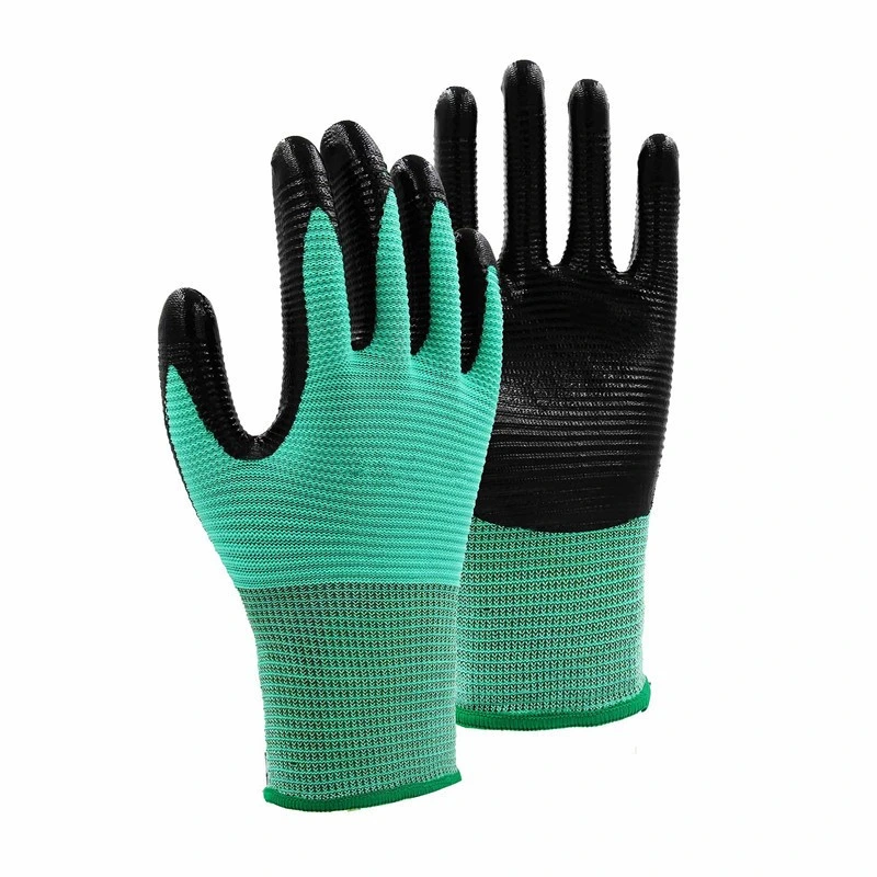 13G Nitrile Coated Gloves, Plain Coated, Half Coated Nitrile Glove, with Good Quality and Competitive Price