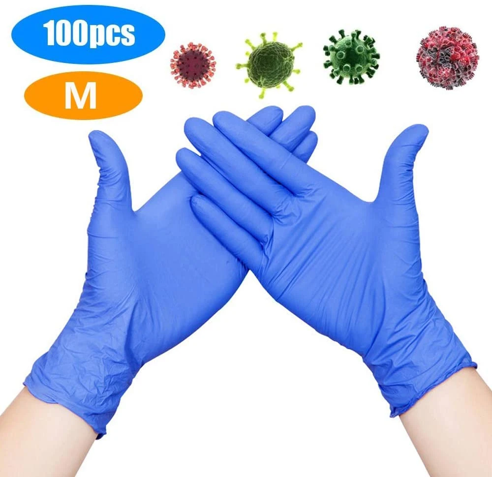 in Stock Blue Protective Nitrile Gloves Powder Free Latex Vinyl Gloves