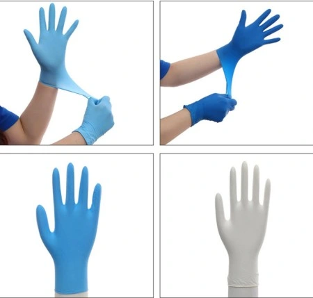 Wholesale Blue Powder Free Nitrile Gloves with High Quality Disposable Nitrile Gloves
