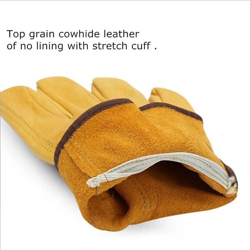 Custom Logo Cow Grain Leather Grip Hand Gloves Leather Welding Gloves