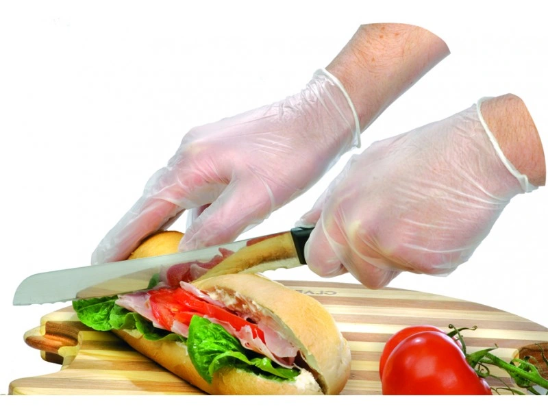 Eating Cleaning Dish Washing Use Blue Color Disposable Plastic TPE Gloves