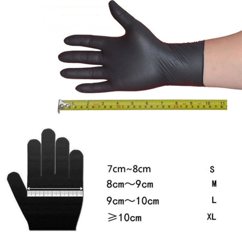 ISO Certificated Powder Free Disposable Examination Black Nitrile Gloves