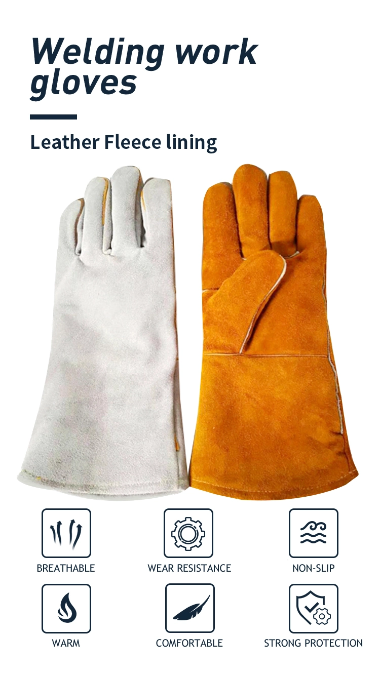 Heavy Duty Use Cow Leather Heat Resistant Kevlar Thread Welding Working Safety Gloves