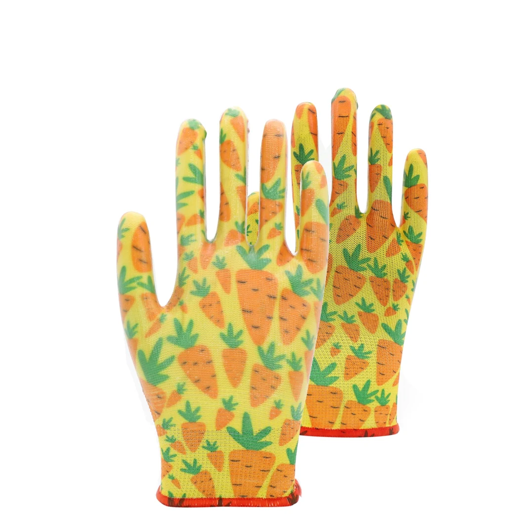 Gardening 13G Polyester Liner with Nitrile Safety Anti-Static Work Gloves with CE Certificated