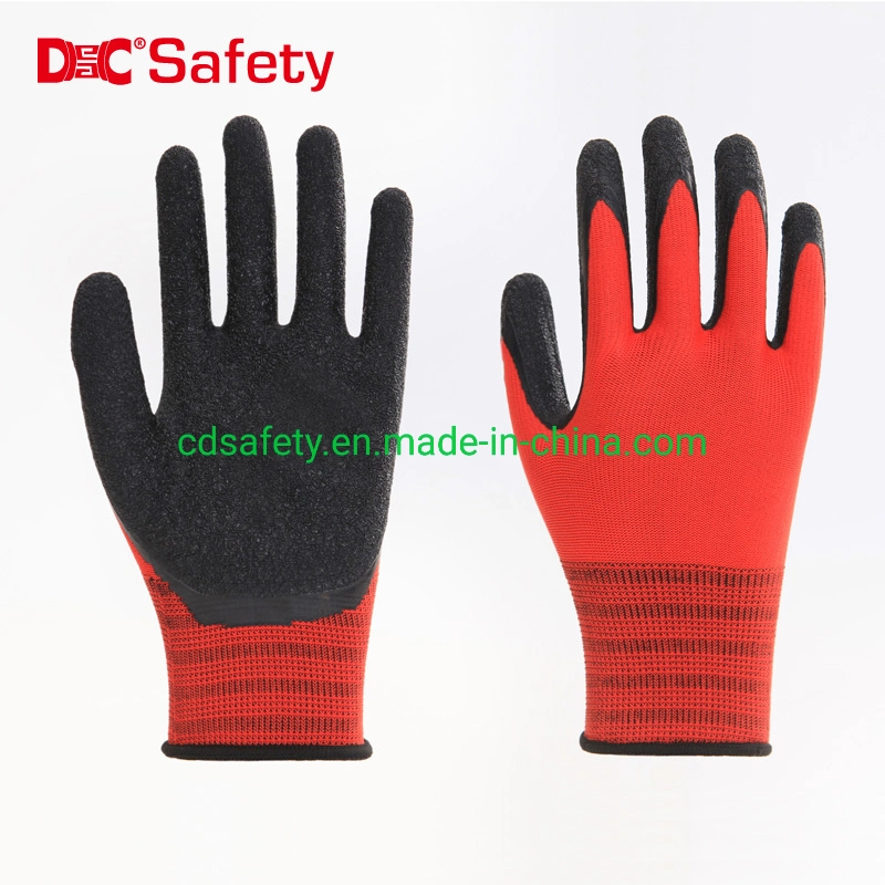 13G Polyester Latex Crinkle Guantes for Industrial Gardening Safety Working Gloves