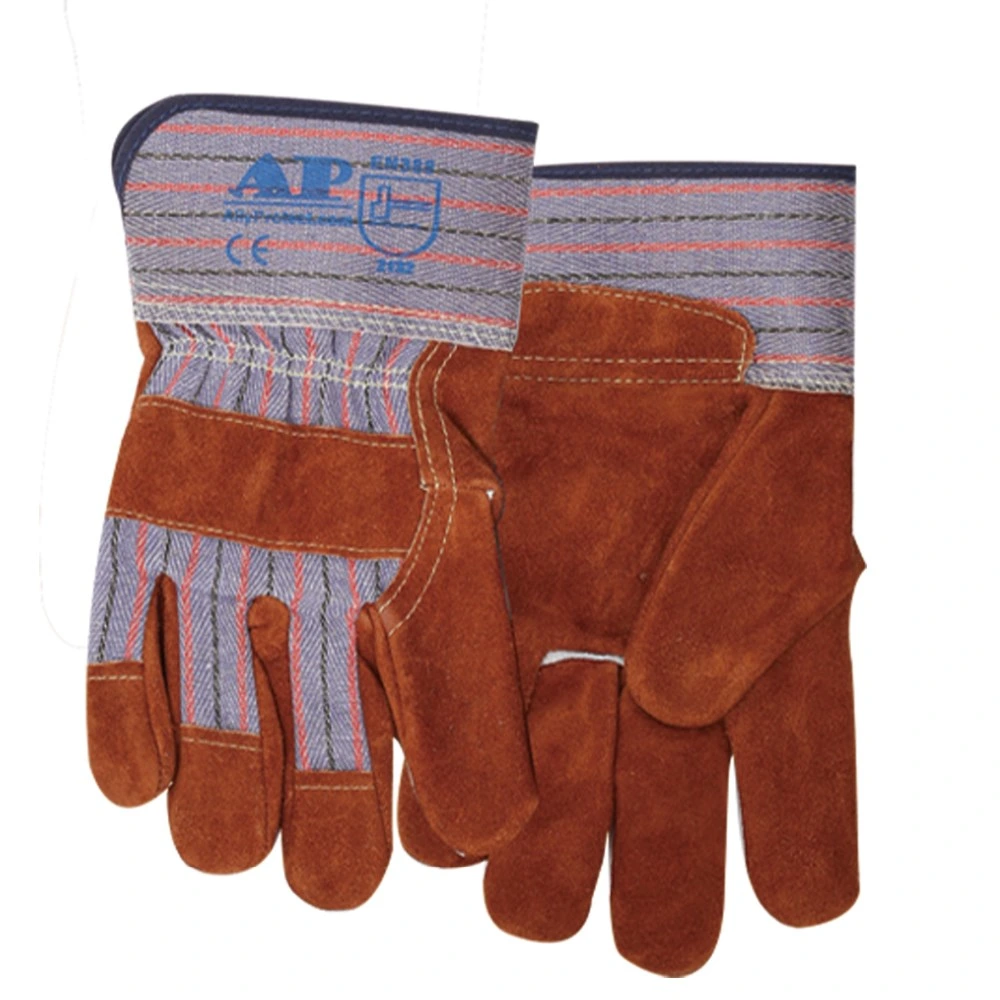 Coffee Thick Leather Working Gloves for Heavy Duty with CE Certificate Against Puncture