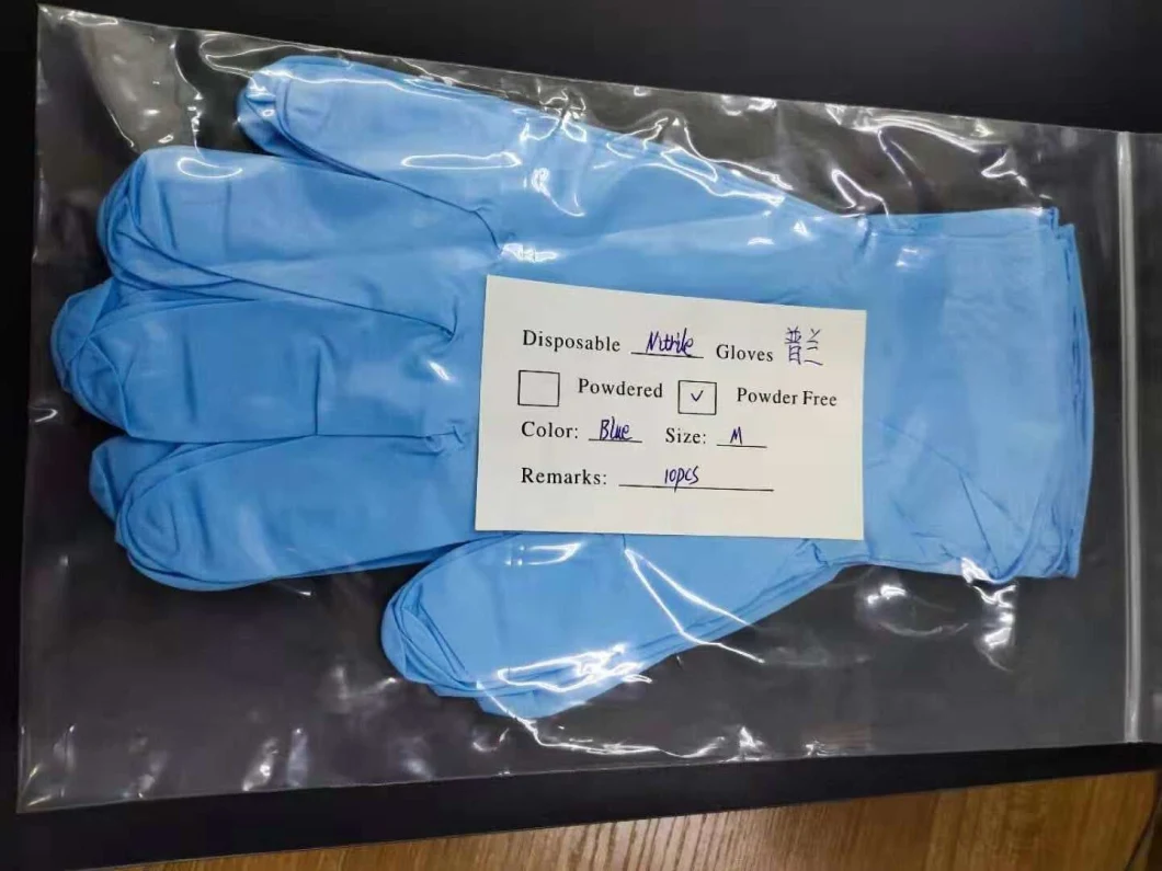 Powder Free Latex Gloves Disposable Check Glove Nitrile Examination Gloves Blue
