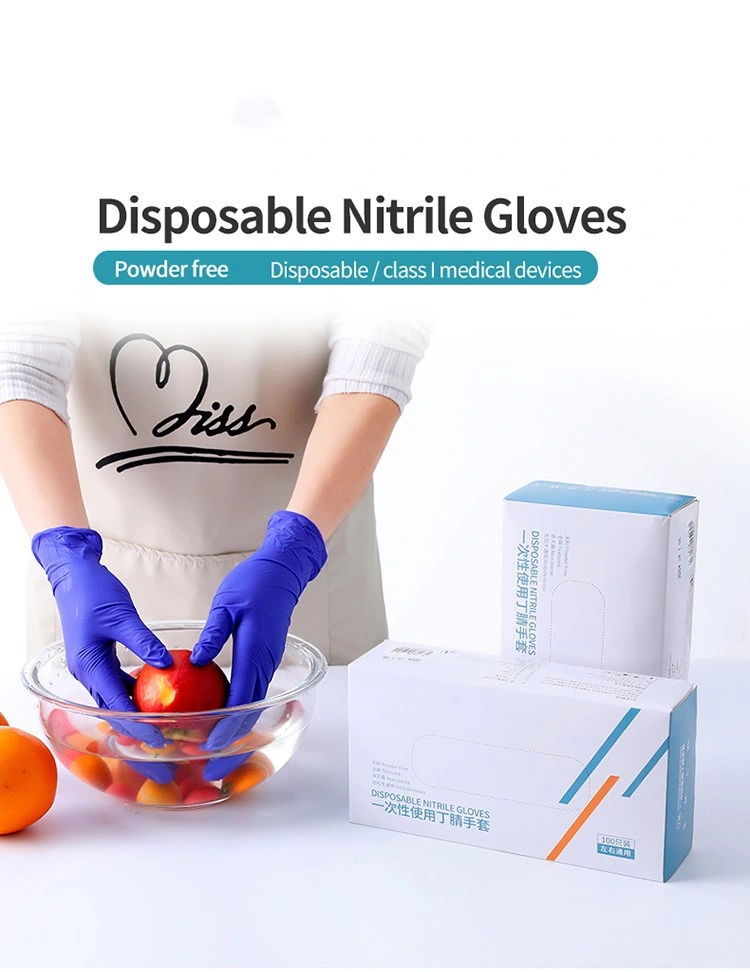 Natural Nitrile Gloves Safety Disposable Blue Nitrile Gloves