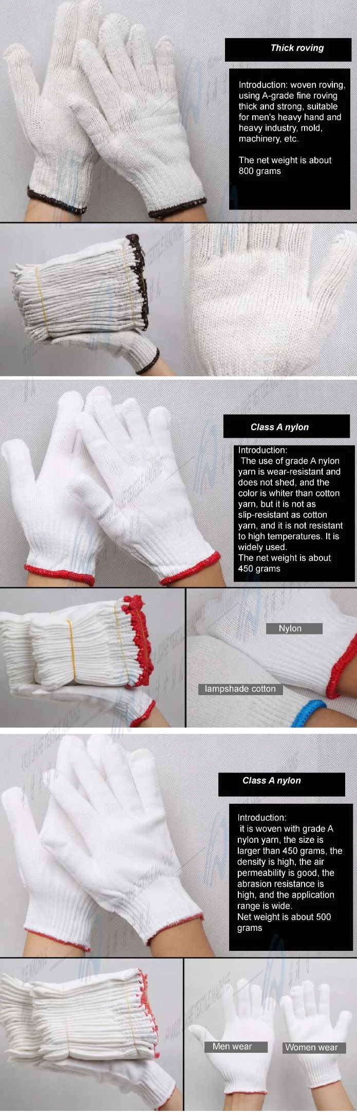 Wholesale White Cotton Yarn Working Hand Safety Gloves