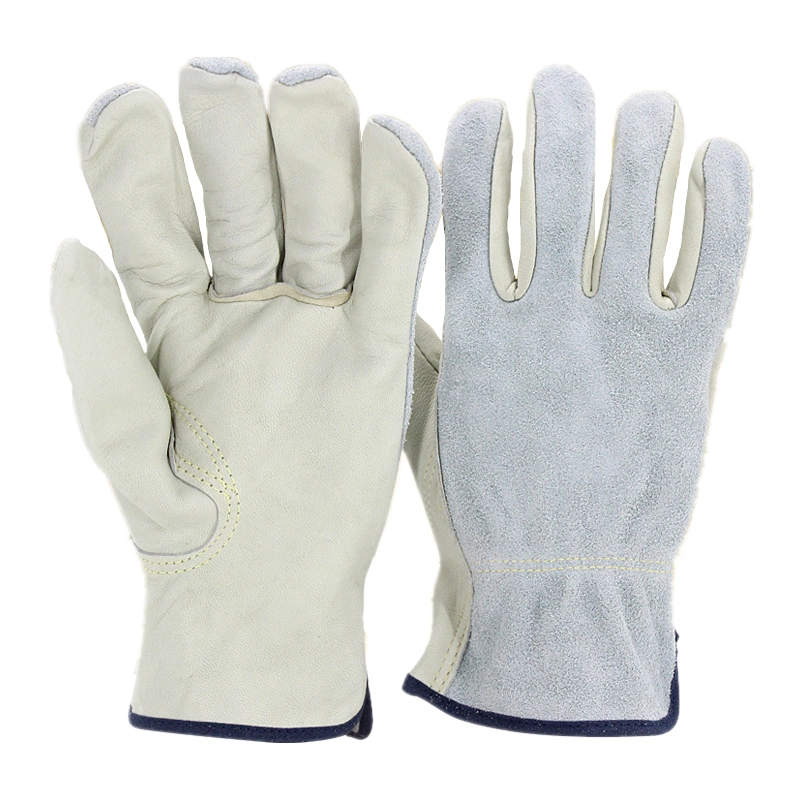 White Sheep Skin Palm and Back Cow Split Leather Work Driver Gloves