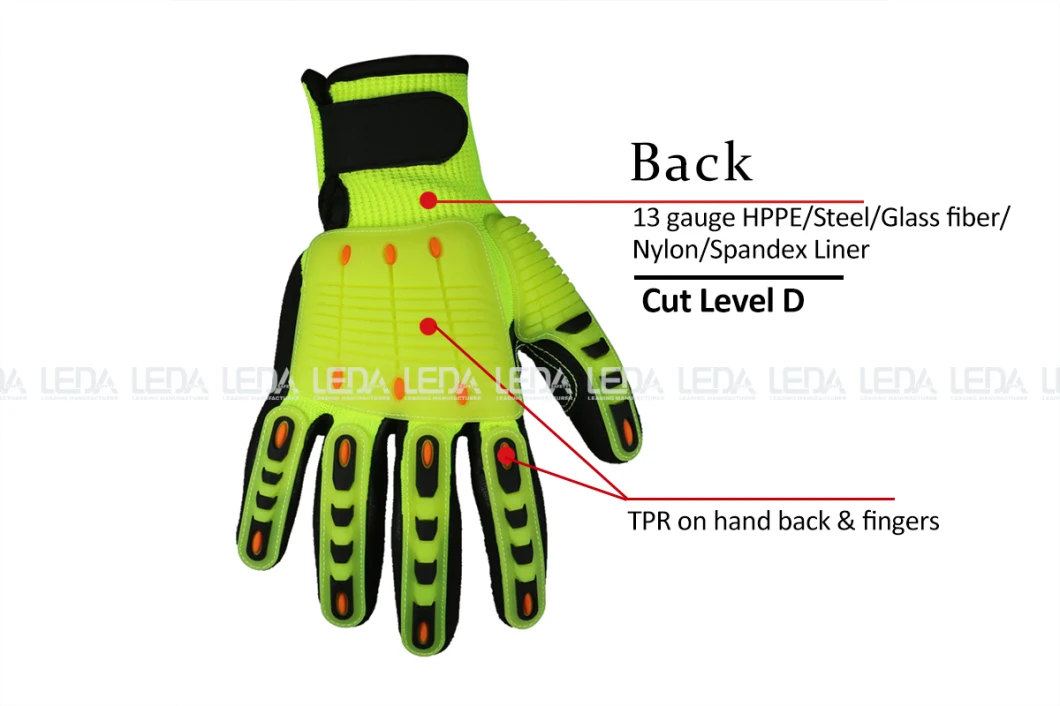 Heavy Duty Industry Hand Protecting TPR Equipped Work Gloves