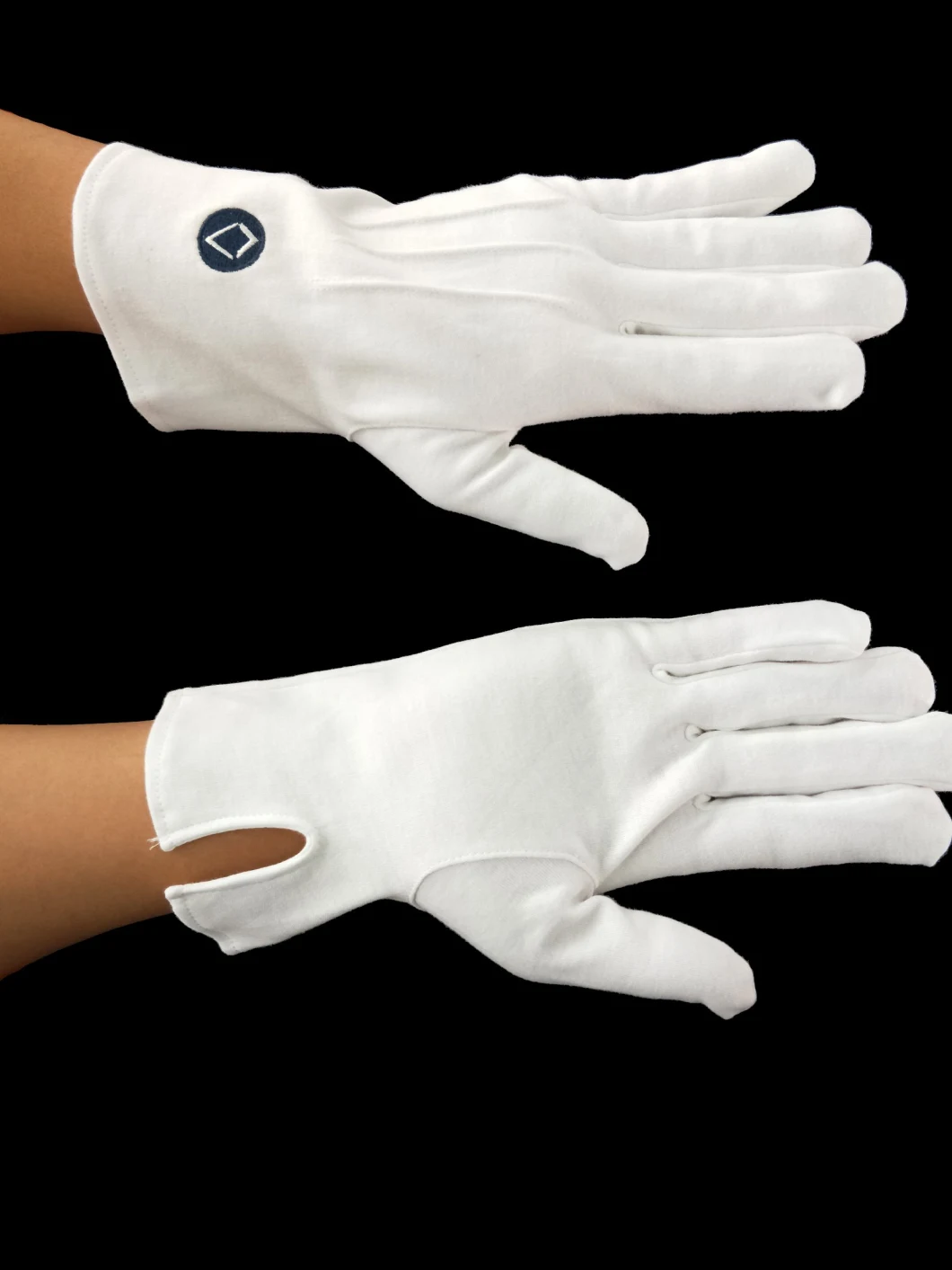 Master's Square Hand Embroidered Cotton Masonic White Gloves
