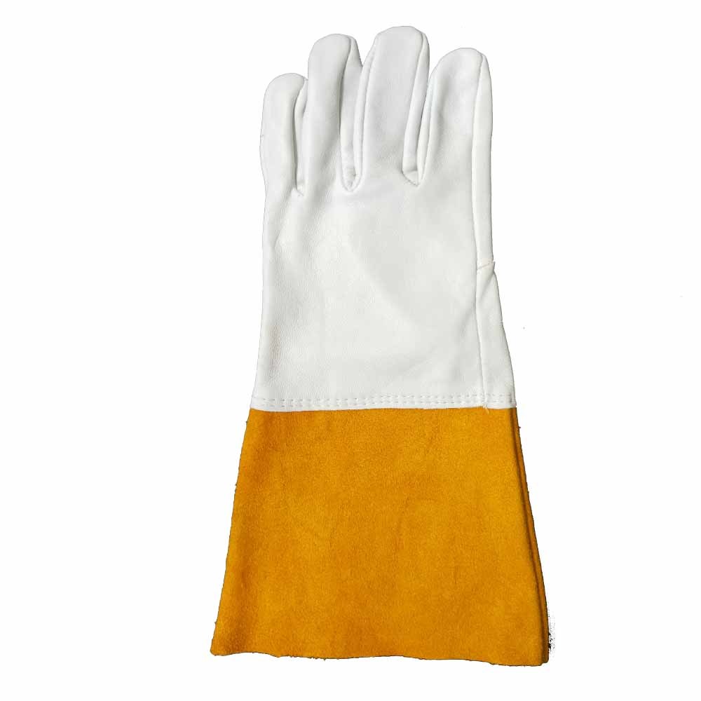 China Yellow Cuff Safety Gloves Cow Split Leather Premium Welding Gloves