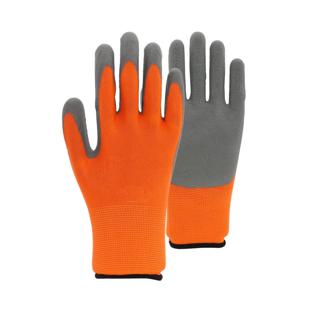 High Quality 13G Polyester Liner with Crinkle Latex Coated Household Gloves with CE Certificated
