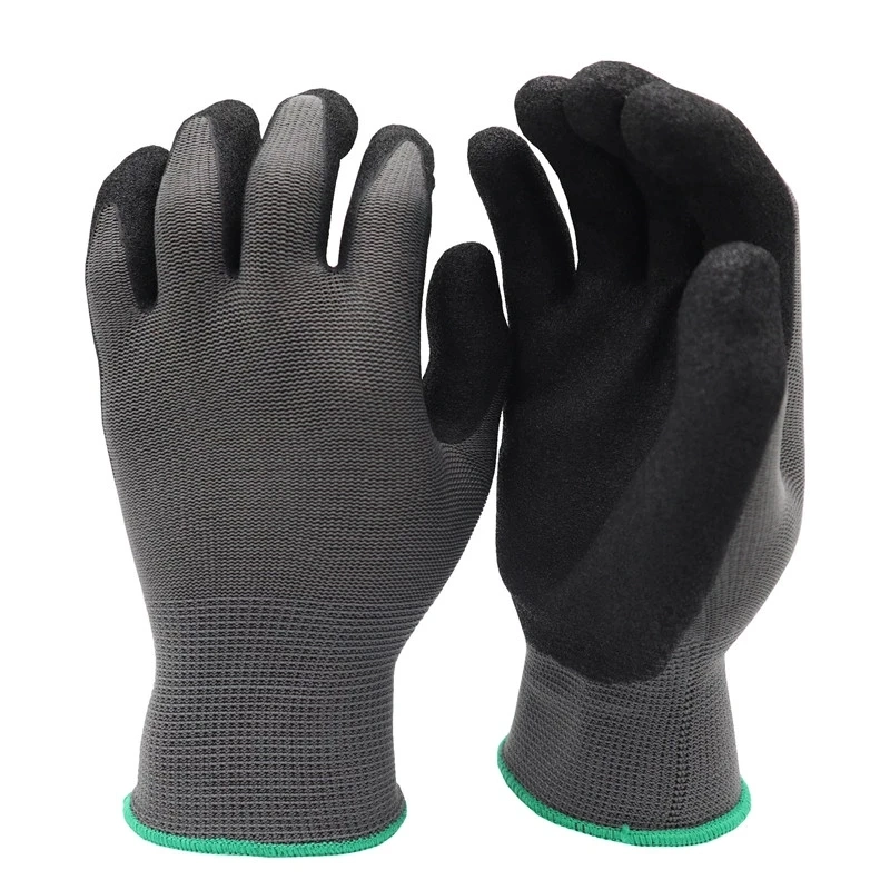 Sandy Nitrile Coated Gloves Factory Direct Sale Grey Polyester Nitrile Coated Frosted