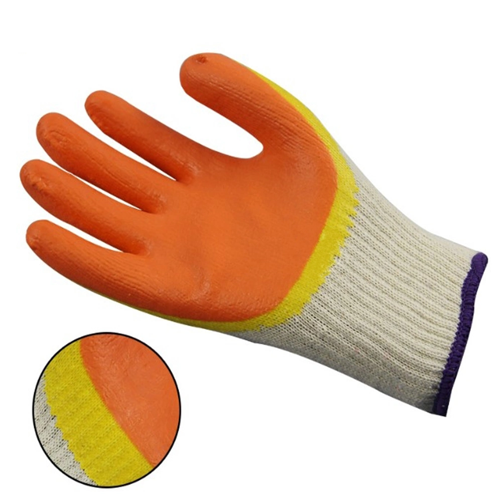Orange Double Latex Coated Gloves for Mechanic Use