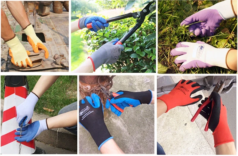 PU/Nitrile/Latex/Leather Coated Hand Gardening Safety Gloves for Woman Use