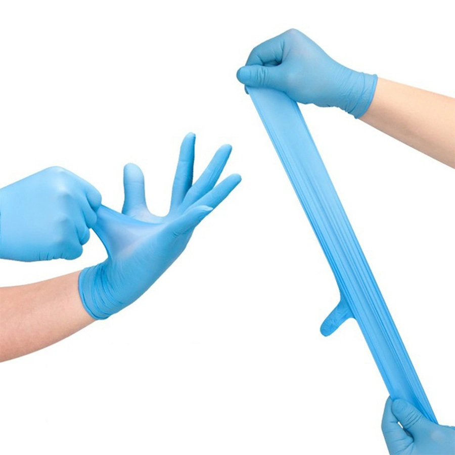 Disposable Nitrile Gloves - Large, 100 PCS - Powder Free, Rubber Latex Free, Medical Exam Grade, Non Sterile, Ambidextrous - Soft with Textured Tips - Cool Blue