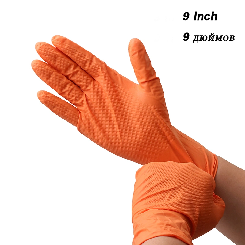 Nitrile Gloves Waterproof Gmg Green Yellow 12 Inches Safety Work Gloves Nitrile Mechanics Gloves