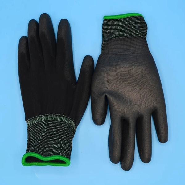 PU Coated Gloves Industrial Gloves Black Nylon PU Palm Coated Industry Safety