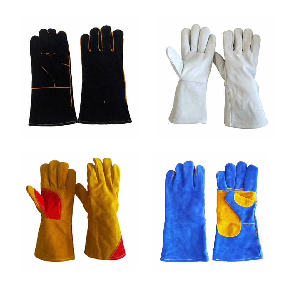 Excellent Grip Hand Suitable TIG MIG Welding Gardening Work Goatskin Leather Gloves with Split Leather Cuff