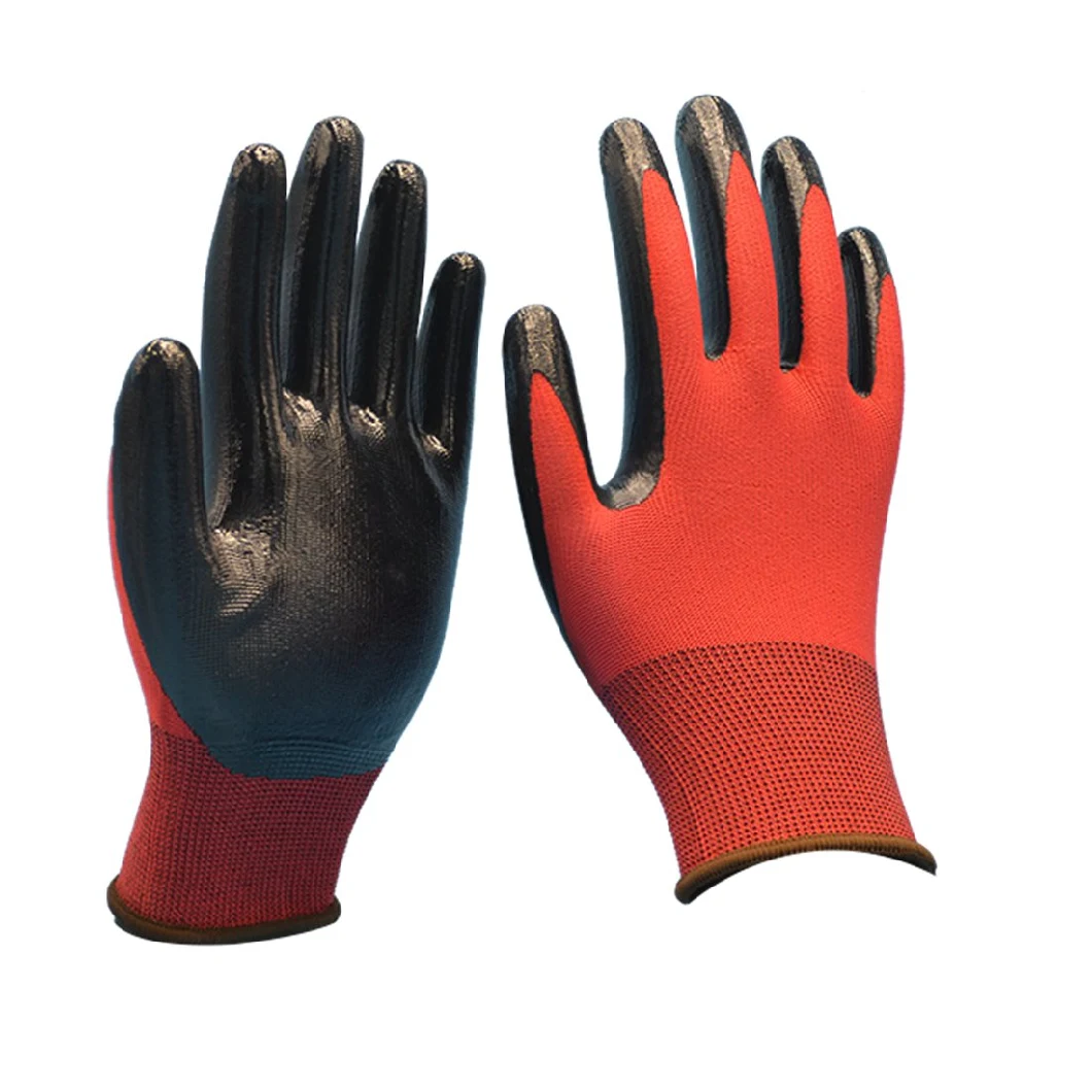 Black Polyester Nitrile Coated Gloves for Engineer