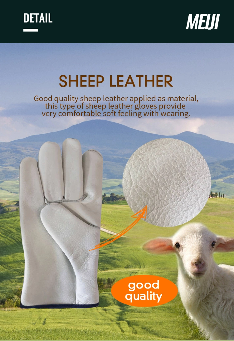 White Color Full Sheepskin Leather Head Protection Winter Work Safety Working Gloves