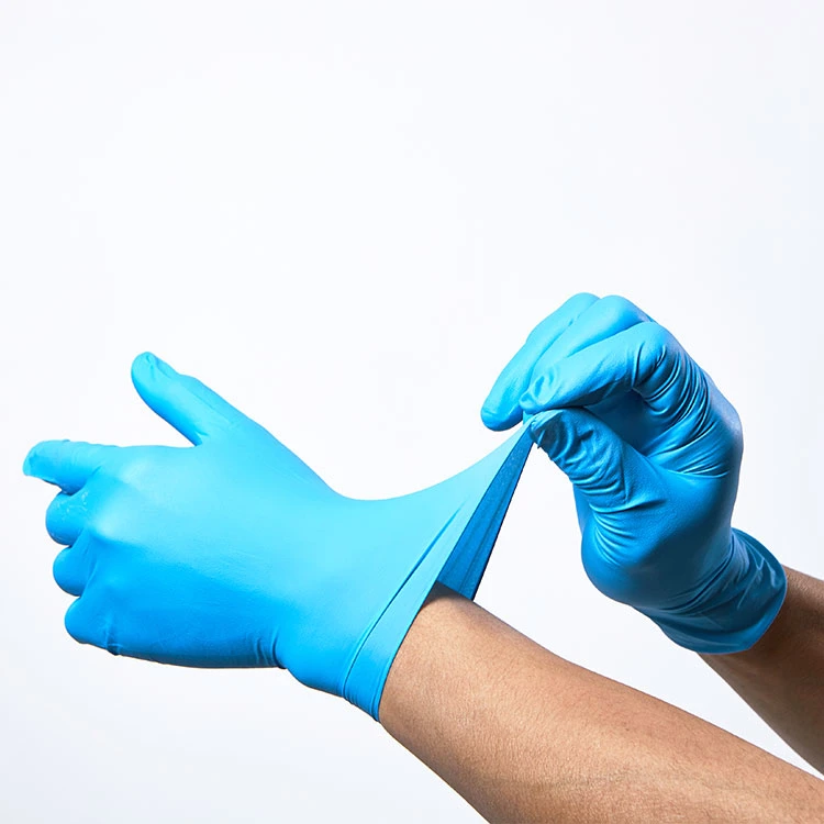 Safety Hand Latex Gloves, Powder-Free Medical Surgical Disposable Blue Rubber Mechanic Nitrile Gloves