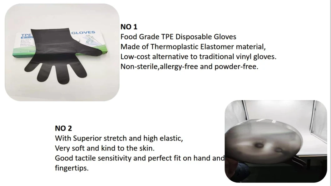 Super Touch TPE Gloves Transparent Blue Black Disposable Hand Safety Gloves