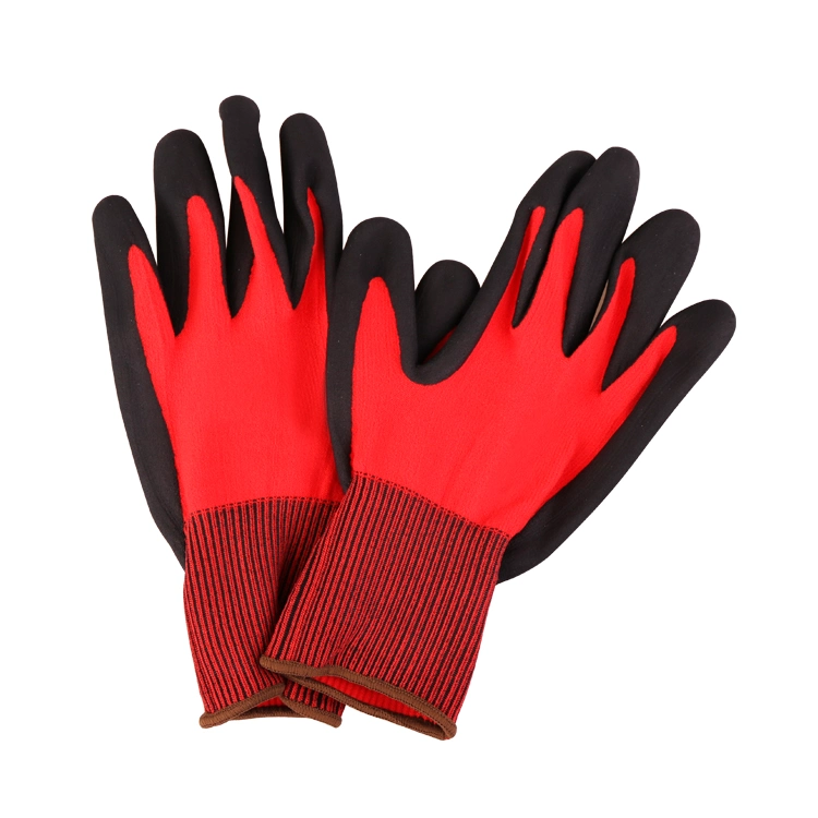 Dipping Gloves Red Black Nitrile Coated Gloves Labor Gloves
