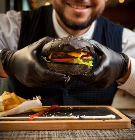 Food Grade TPE Disposable Gloves Black Color Plastic Hand Safety Gloves for Hamburger