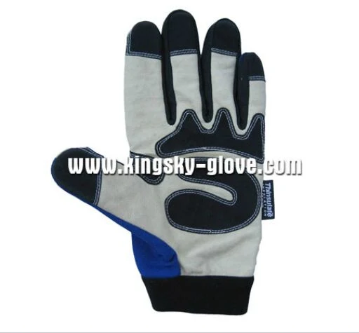 Pig Grain Leather Reinforced Palm Mechanic Work Glove with Fully Thinsulate Lined