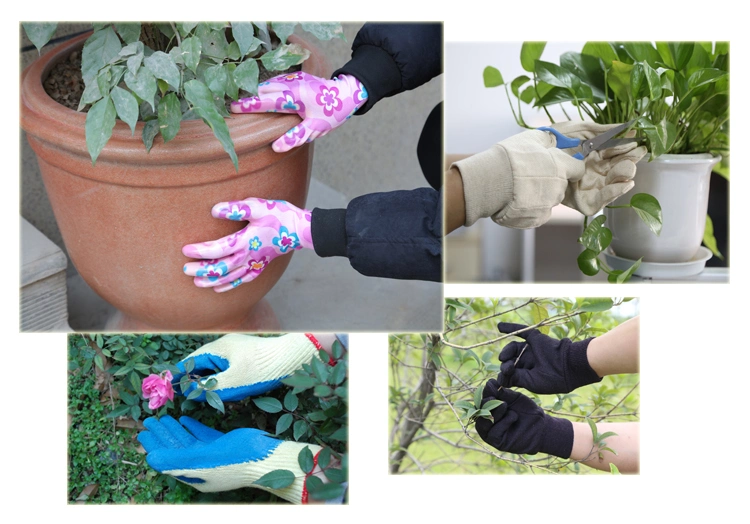 Ddsafety Green Flower Design Nitrile Gardening Gloves Ce 3121