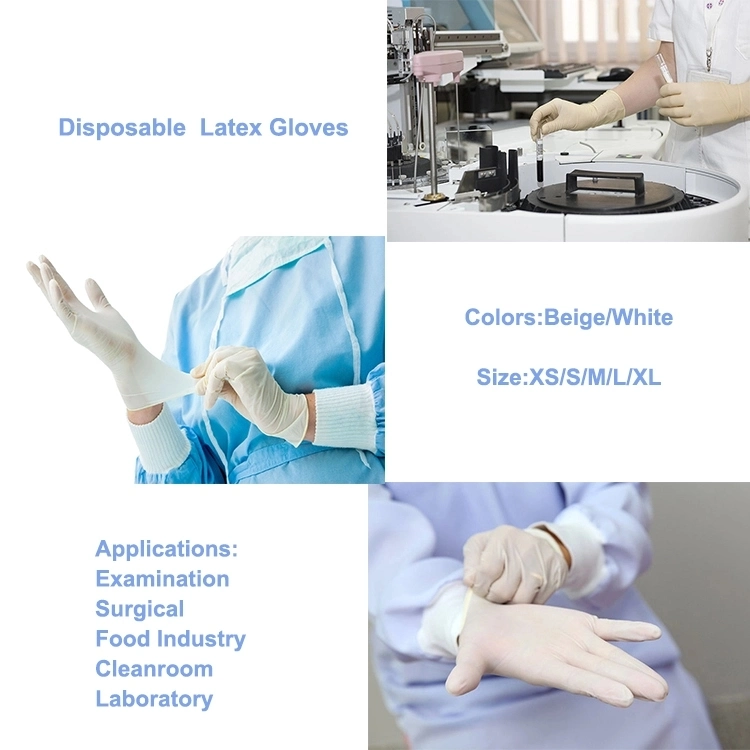 Powder Free Non Sterile Natural Rubber Latex Exam Gloves/Disposable Gloves Medical Consumables