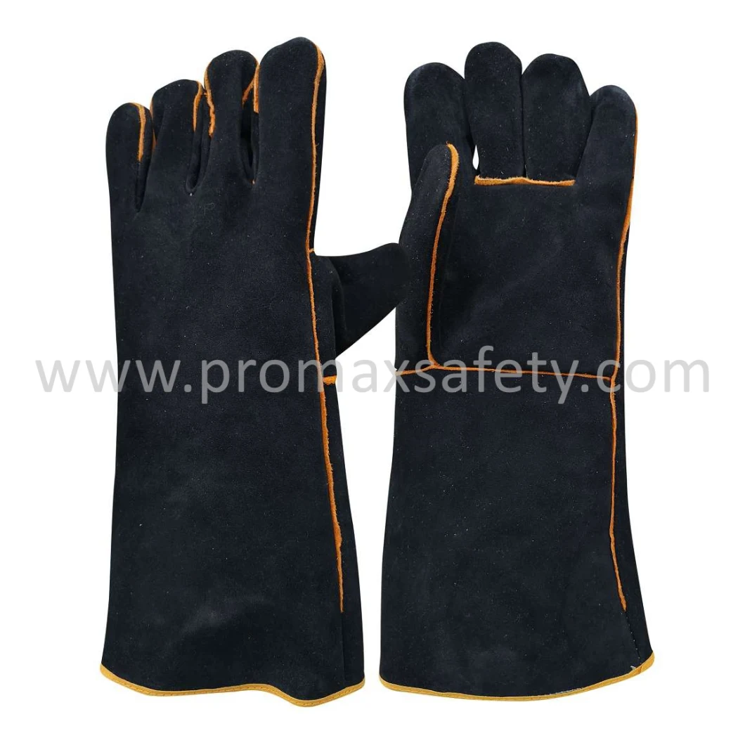 Anti Abrarion Puncture Black Cow Leather Heavy Duty Working Welder Gloves