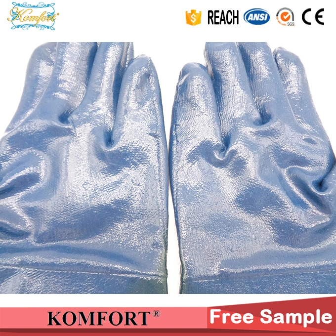 Cotton Blue Nitrile Gloves Labor Work Safety Gloves (JMC-401Q)